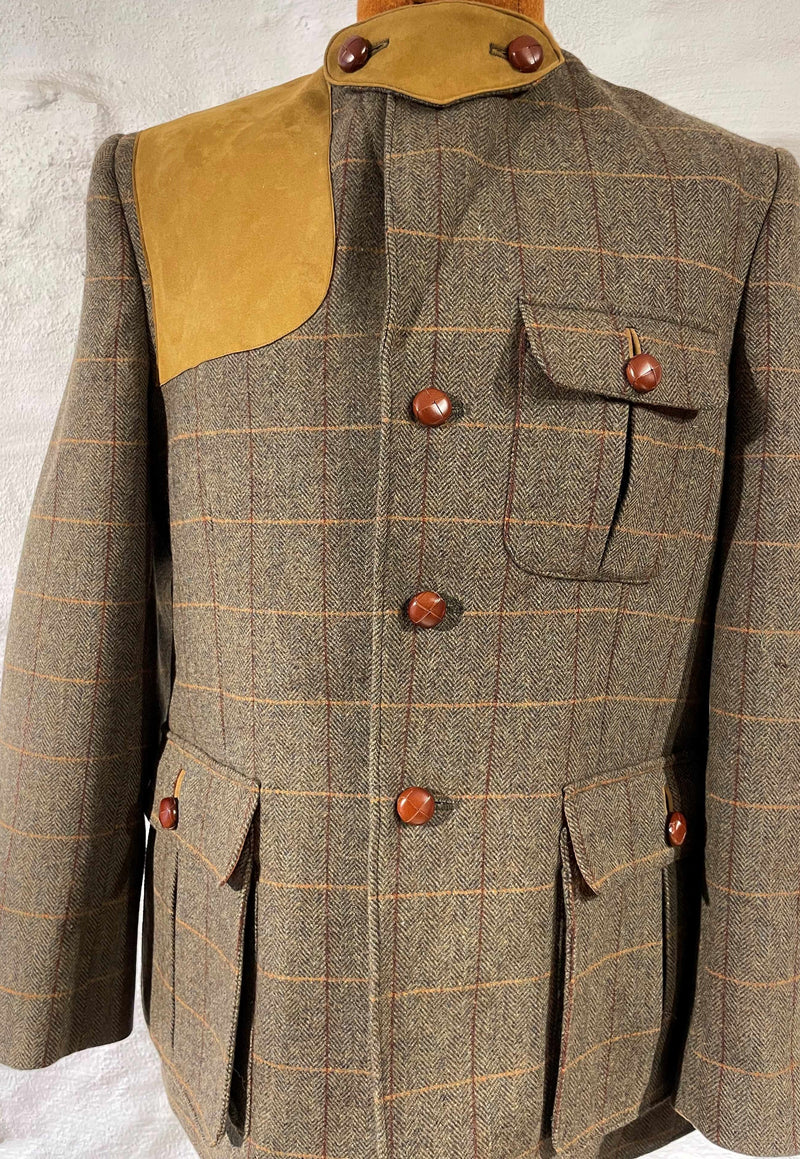 Fieldjacket Herren grün mit Karo aus deutschem Tweed